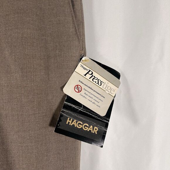 New Vintage Haggar Wool Blend Dress pants 38x30 Brown Flat Front Pockets - Picture 4 of 8